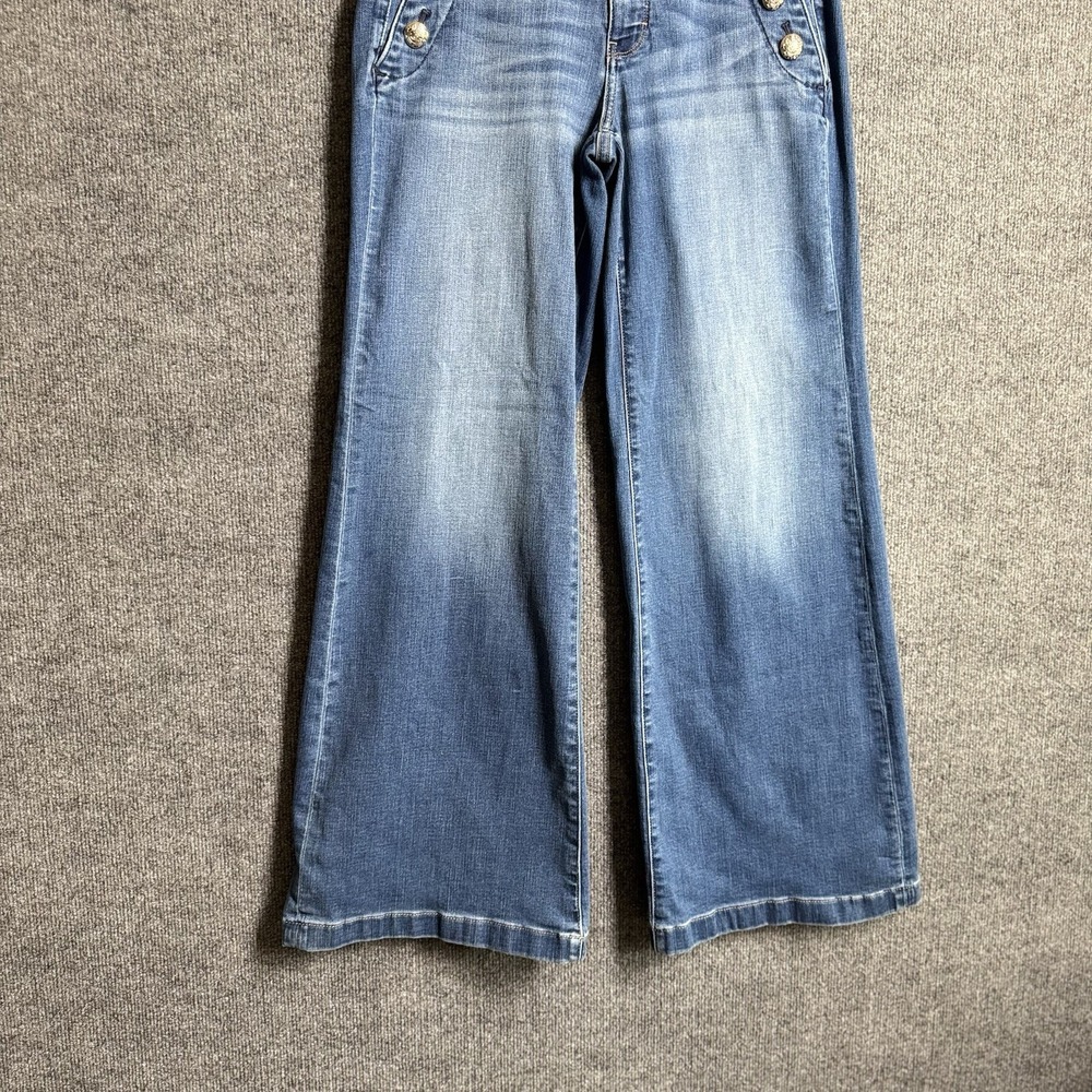 White House Black Market Jeans 8 Blue High Rise Wide Leg Sailor Mariner 70s - Picture 7 of 12
